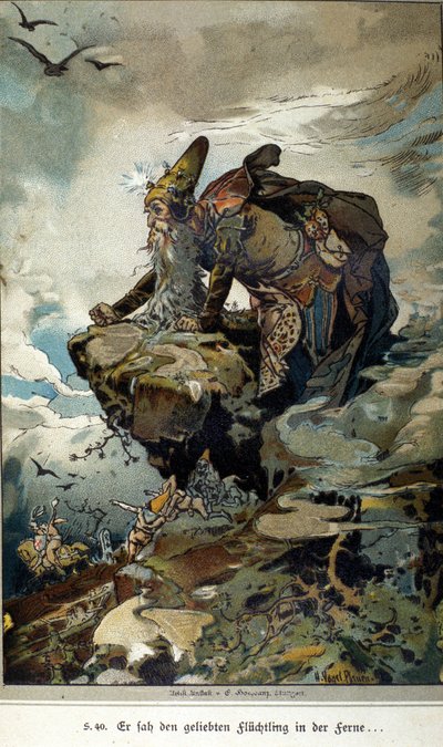 Illustration of Vogel for a tale by brothers Jacob and Wilhelm Grimm by Hermann Vogel