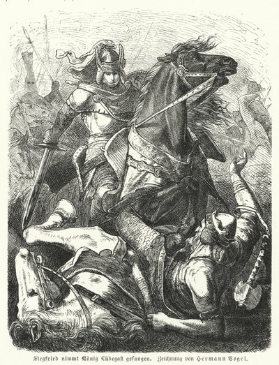 Siegfried capturing King Ludegast by Hermann Vogel