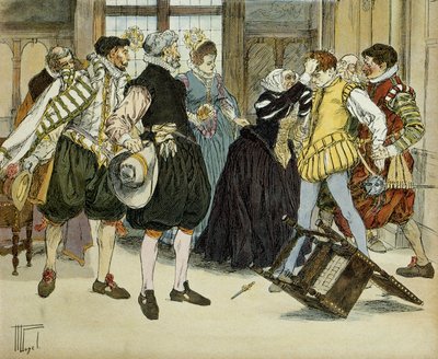 The Attack of Jean Chatel on 27 December 1594, During a Royal Audience, to Assassinate Henry IV by Hermann Vogel