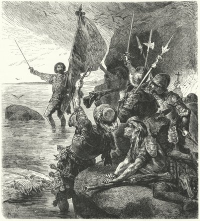 Vasco Nunez de Balboa Claims the Pacific Ocean for Spain, 1513 by Hermann Vogel