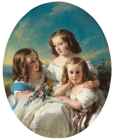 Three Young Girls from the Chateaubourg Family by Hermann Winterhalter