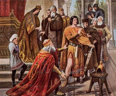 Frederick Barbarossa begs Henry the Lion for help by Hermann Wislicenus