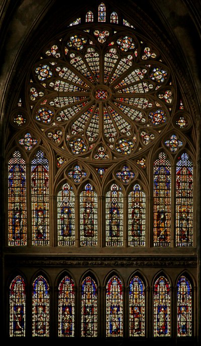 The rose window and lancets with Prophets, Patriarchs and Apostles by Hermann von Münster Hermann von Münster