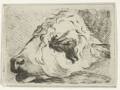 Head of a Calf, in Profile, Resting on a Beam by Hermanus Fock