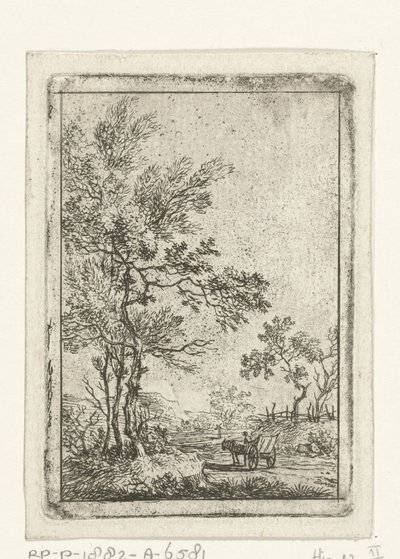 Landscape with Tall Trees and Horse and Wagon by Hermanus Fock