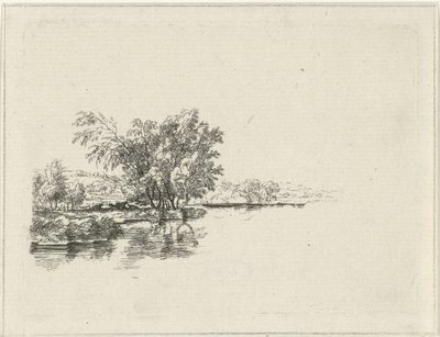 Water Scene with Cows under Trees along the Shore, The Pond by Hermanus Fock
