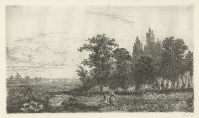 Man and Woman by a Stream at the Edge of the Forest by Hermanus Jan Hendrik van Rijkelijkhuysen
