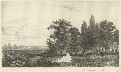Man and Woman by a Stream at the Edge of the Forest by Hermanus Jan Hendrik van Rijkelijkhuysen