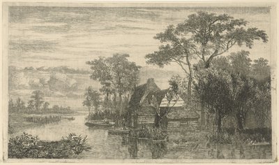 River View with Anglers by Hermanus Jan Hendrik van Rijkelijkhuysen