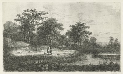 Two Hunters by a Fen by Hermanus Jan Hendrik van Rijkelijkhuysen