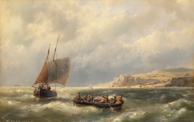 Seascape with Figures in Boats by Hermanus Koekkoek