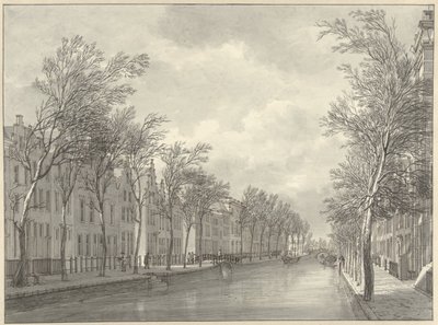 View of the Rapenburg in Leiden from the Groenebrug, 1807 by Hermanus Numan (signed by artist)