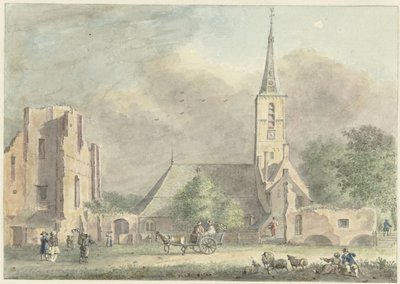 Church and Ruins of the Abbey at Rijnsburg by Hermanus Petrus Schouten
