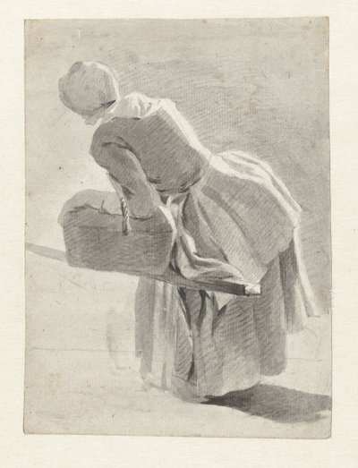 Resting Maid with a Basket, Seen from the Back by Hermanus van Brussel