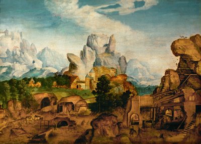 Industrial Landscape with Mine and Iron Forge by Herri met de (c.1510-p.1550) Bles