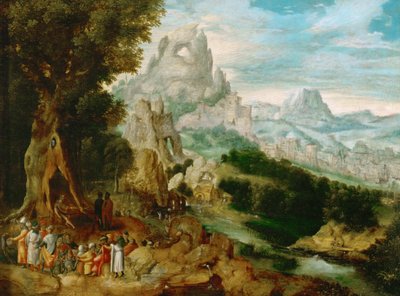 Landscape with Saint John the Baptist Preaching by Herri met de (c.1510 p.1550) Bles