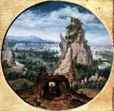 St. Jerome in Penitence in a Fantastic Landscape by Herri met de (c.1510 p.1550) Bles