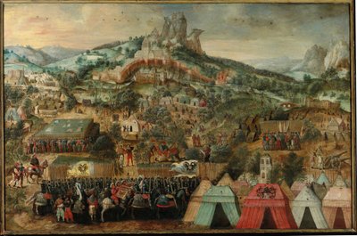 A Siege at Therouanne, with an Army Led by Charles V Encamped Below the City by Herri met de Bles