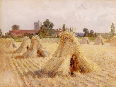 Corn Stooks by Bray Church, 1872 by Heywood Hardy