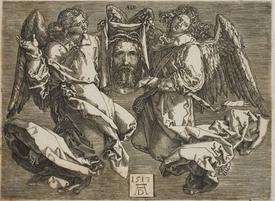 Sudarium Displayed by Two Angels by Hieronymous Wierix