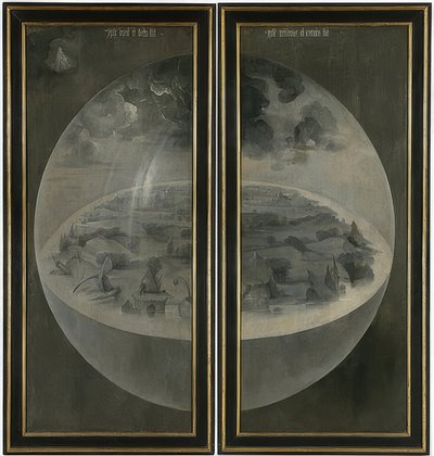 The Garden of Earthly Delights. Triptych, Back: The Creation. Around 1500-05 by Hieronymus Bosch