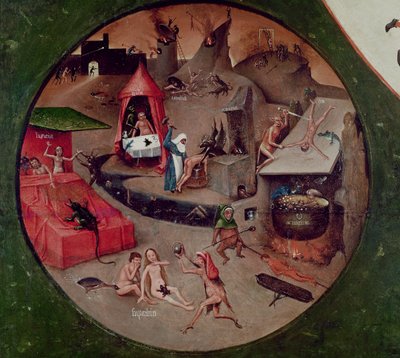 Tabletop of the Seven Deadly Sins and the Four Last Things, detail of Hell, c.1480 by Hieronymus Bosch