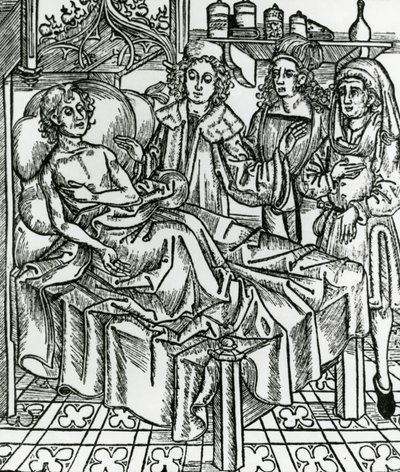 Doctors examining leper by Hieronymus Brunschwig