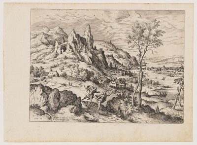 Daphne Persecuted by Apollo, from Landscapes with Biblical and Mythological Scenes by Hieronymus Cock