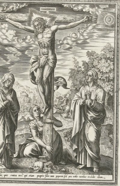 Crucifixion with Mary, John the Baptist, and Mary Magdalene by Hieronymus Cock