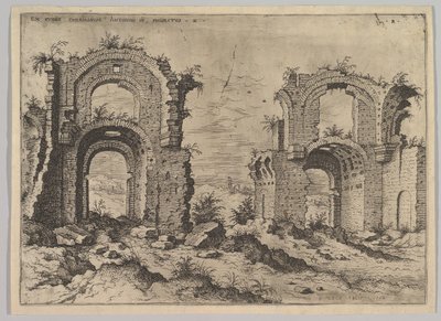 Second View of the Baths of Diocletian, from set of Roman Ruins by Hieronymus Cock