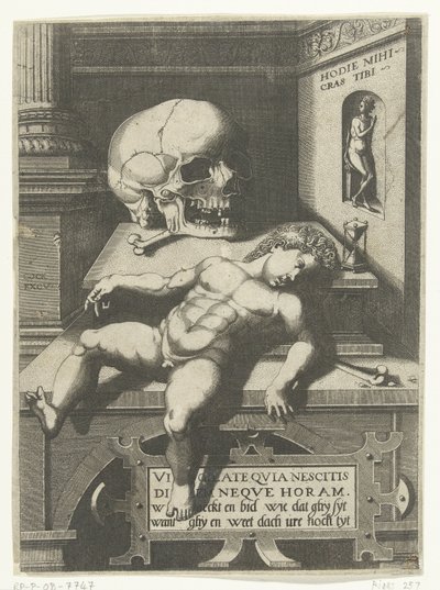 Vanitas with Child and Skull (Hodi mihi kras tibi / Today me, tomorrow you) by Hieronymus Cock