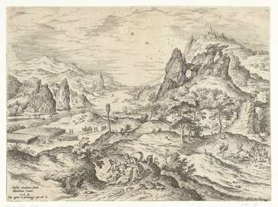Venus Mourns the Death of Adonis, Landscapes with Biblical and Mythological Scenes (series title) by Hieronymus Cock