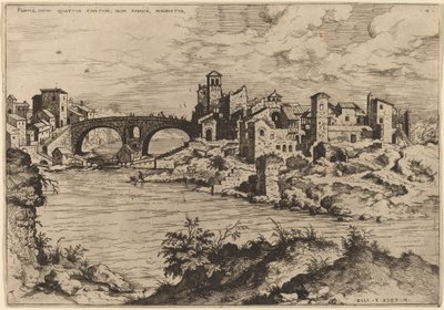 View of the Ponte Quattro Capi and the Island of the Tiber by Hieronymus Cock