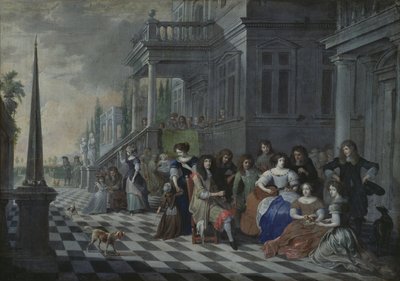 Characters Making Music in Front of a Palace by Hieronymus Janssens