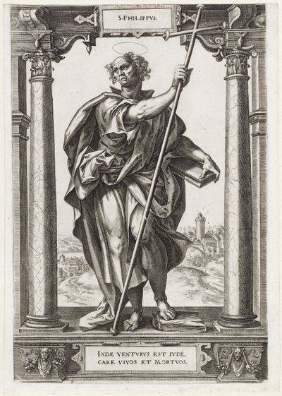 Saint Philip from Christus and the Twelve Apostles, and Saint Paul by Hieronymus Wierix