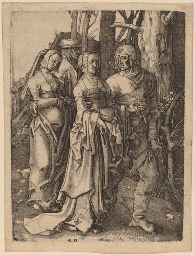 The Two Couples in the Forest by Hieronymus Wierix after Lucas van Leyden