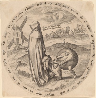 The Misanthrope Robbed by the World by Hieronymus Wierix after Pieter Bruegel the Elder