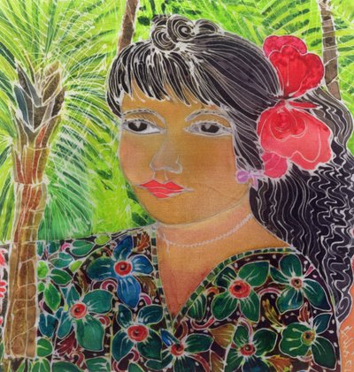 Lady with Hibiscus by Hilary Simon