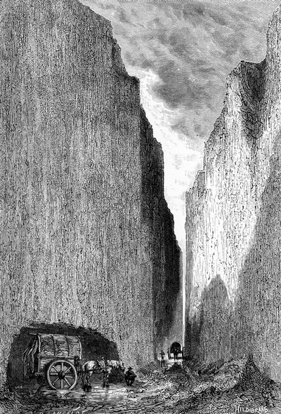 Road cut through the Yellow Earth, China, c1890 by Hildibrand
