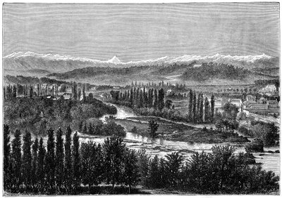 The Pyrenees Seen from the Terrace of the Castle at Pau, France by Hildibrand