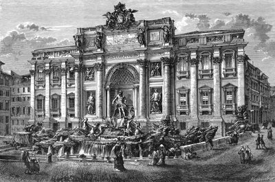 The Fountain of Trevi, Italy, 19th Century by Hildibrand