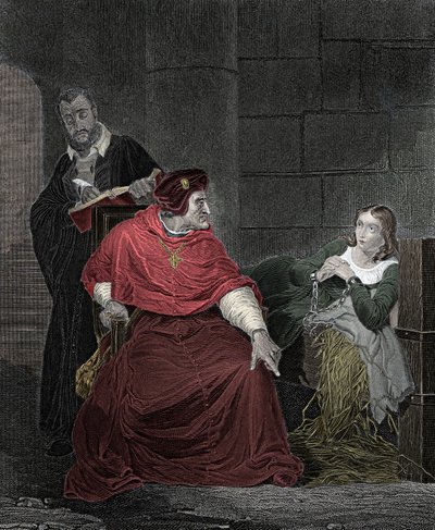 Joan of Arc (1412-31) and the Cardinal of Winchester in 1431 by Hippolyte Delaroche
