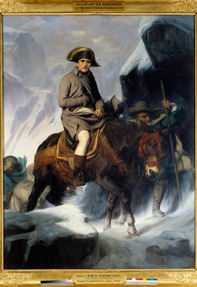 Portrait of Napoleon Bonaparte (1769-1821) crossing the Saint Bernard in 1800 - Painting by Paul Delaroche (1797-1856) 1848 by Paul Delaroche