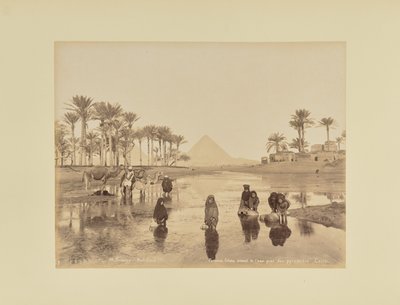 Women, Fellahs Drawing Water Near the Pyramids, Cairo by Hippolyte Arnoux