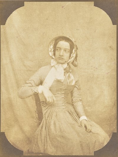 Portrait of a Young Woman in a Checkered Dress by Hippolyte Bayard