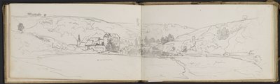 Village View with Color Annotations (pages from a sketchbook) by Hippolyte Boulenger