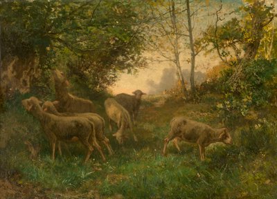 Sheep on the Edge of the Wood by Hippolyte Boulenger