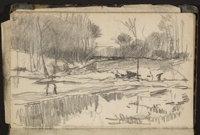 Seated Woman Leaning on Her Elbow (Page from a Sketchbook) by Hippolyte Boulenger