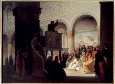 Savonarola preaching in San Miniato in Florence by Hippolyte Flandrin