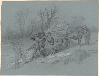 Workmen Gathering Ice at the Water